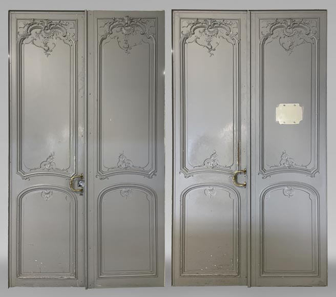 Two Louis XVI style double landing doors-0