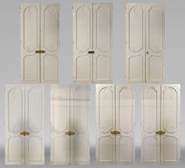 Important lot of 7 Louis XV style double doors-0