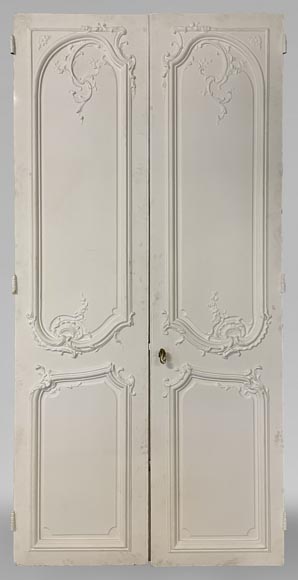 Important lot of 7 Louis XV style double doors-9