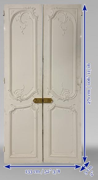 Important lot of 7 Louis XV style double doors-33