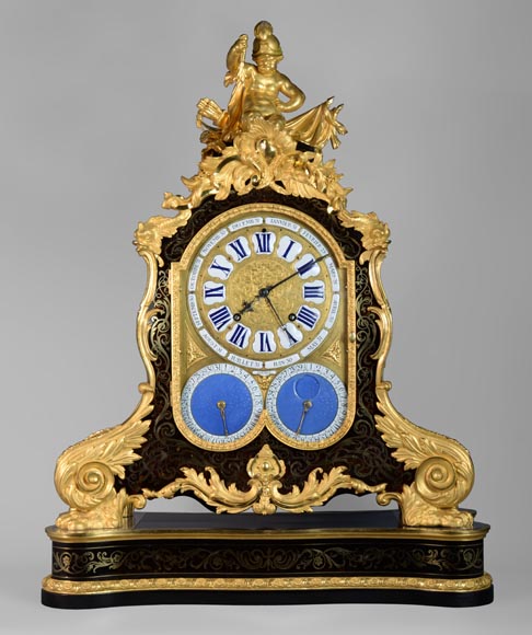 Jacques THURET (1669-1738) - Astronomical clock in a Boulle marquetry box attributed to Alfred-Emmanuel BEURDELEY (1847-1919) - Old collection of the duke of Mouchy-0