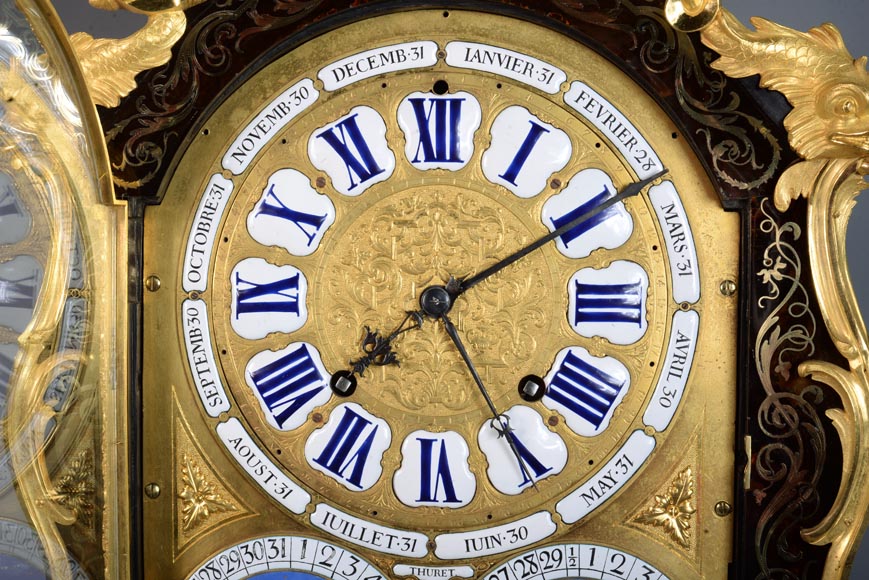 Jacques THURET (1669-1738) - Astronomical clock in a Boulle marquetry box attributed to Alfred-Emmanuel BEURDELEY (1847-1919) - Old collection of the duke of Mouchy-9