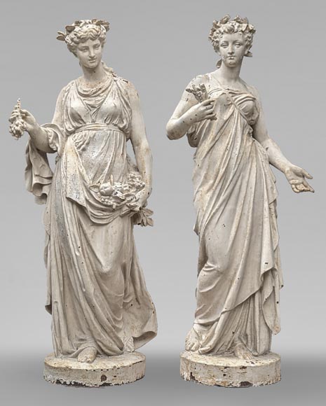 VAL D’OSNE FOUNDRY,  Cast iron statues of the goddess Ceres  and of the nymph Pomona, after Mathurin MOREAU-0