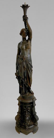 Cast iron street light depicting a woman, late 19th century-0