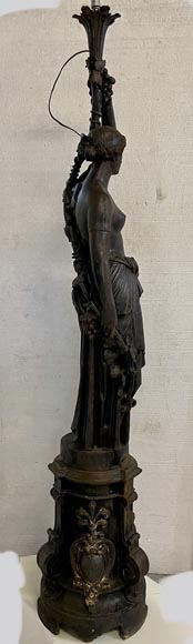 Cast iron street light depicting a woman, late 19th century-1