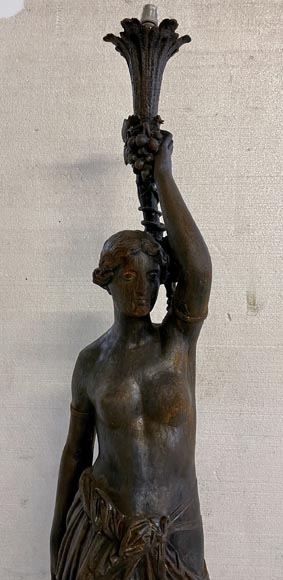 Cast iron street light depicting a woman, late 19th century-3