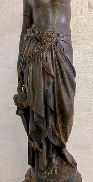 Cast iron street light depicting a woman, late 19th century-4