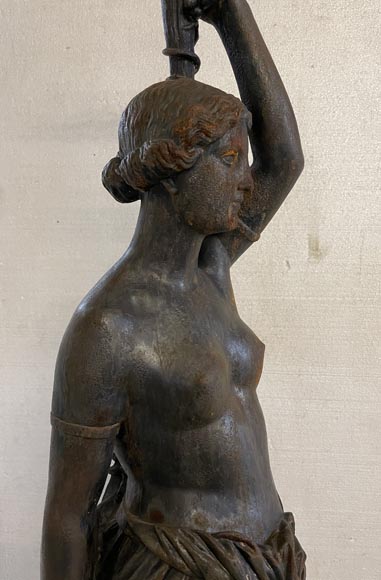 Cast iron street light depicting a woman, late 19th century-9
