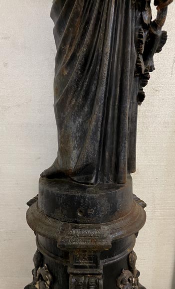Cast iron street light depicting a woman, late 19th century-18