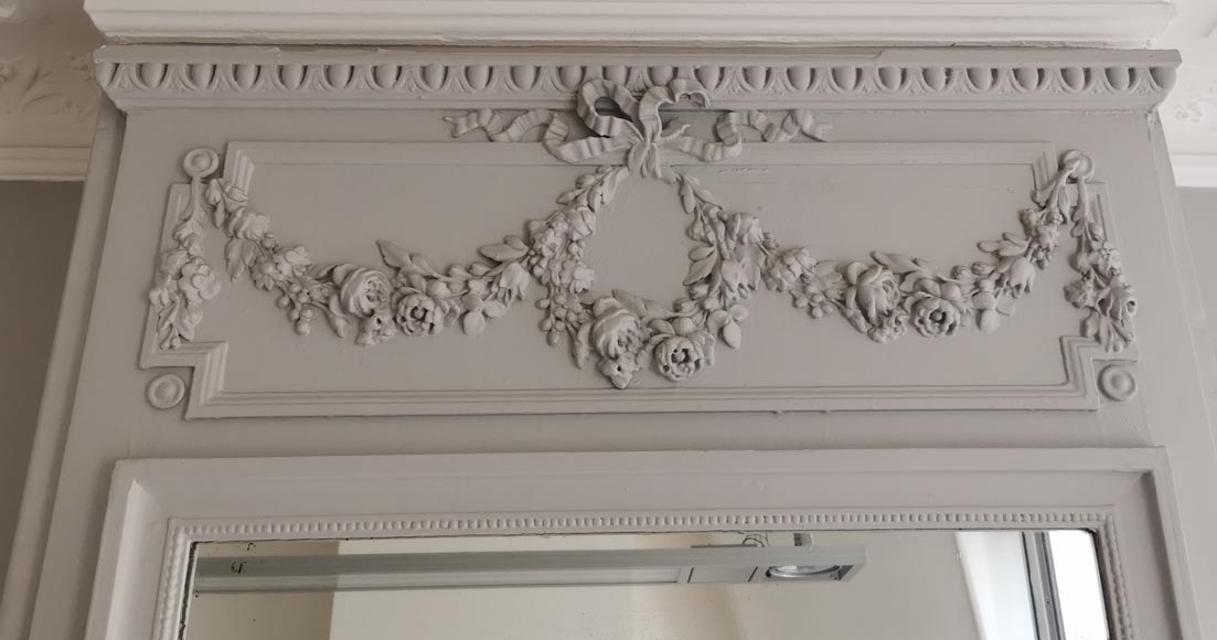 Trumeau in stucco and painted wood in the Louis XVI style-1
