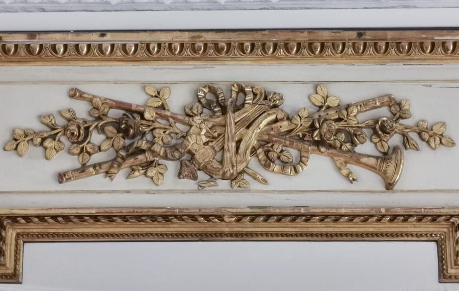 Louis XVI style overmantel decorated with musical instruments-1