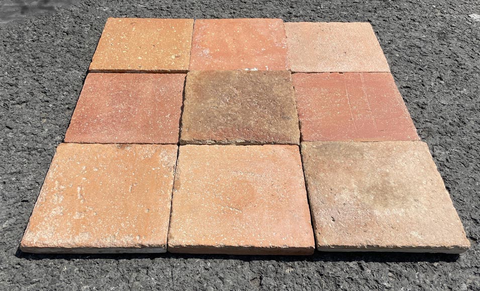 Set of around 15 m² of terracotta floor tiles-1