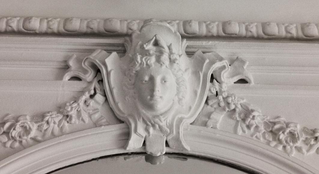 Napoleon III trumeau painted in white with a mascaron-2