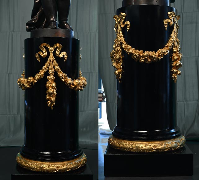 Auguste-Louis Marquis (bronze maker) for the Maison GIROUX, Pair of torchères with 9 lights in gilded, silvered and burnished bronze, circa 1855-27