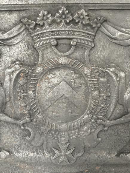 Fireback with the coat of arms of Louis d'Aumont de Rochebaron, 18th century-2