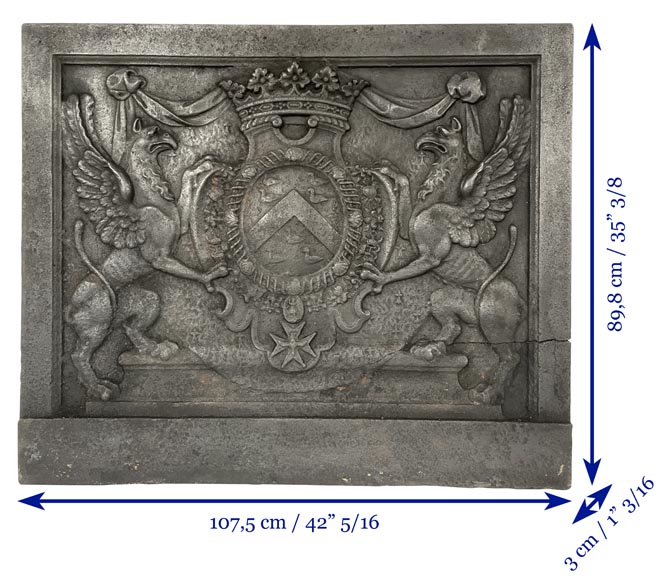 Fireback with the coat of arms of Louis d'Aumont de Rochebaron, 18th century-10