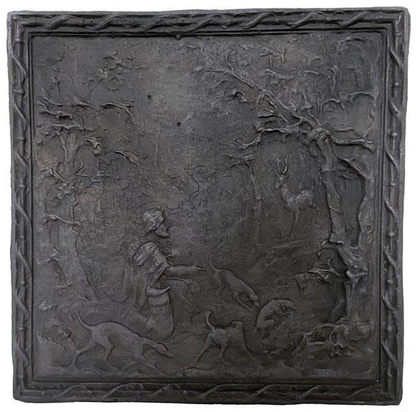 Fireback depicting saint Hubert in the forest-0