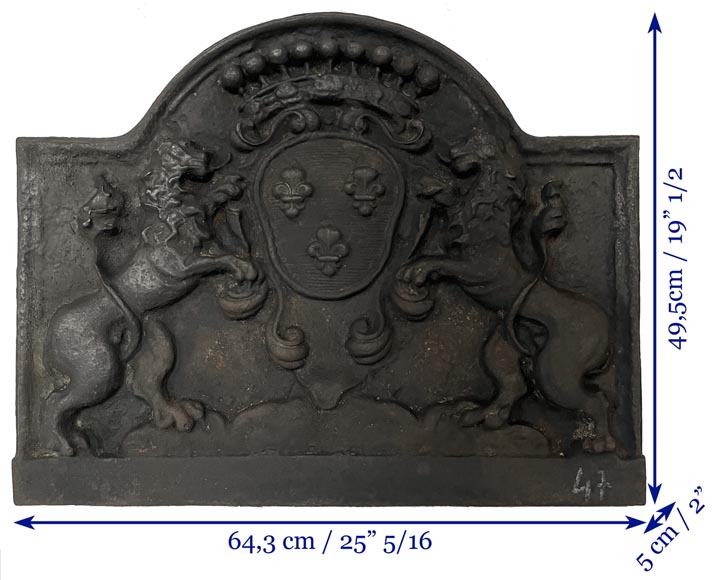 Antique fireback with the French coat of arms-5