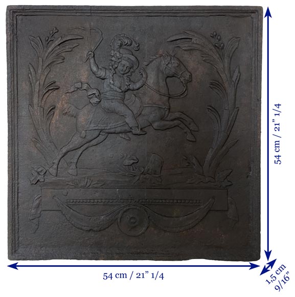 Antique fireback with rider-8