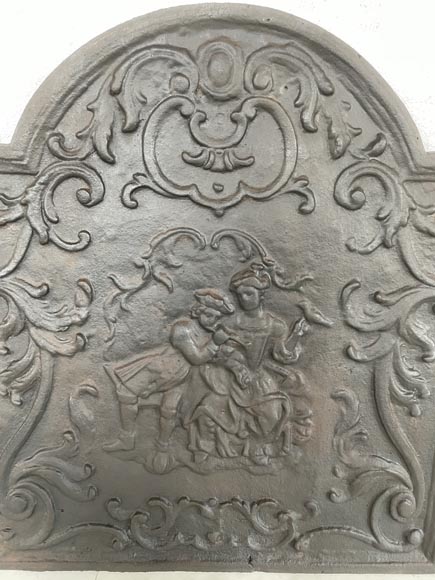 Louis XV style fireback decorated with a gallant scene-1