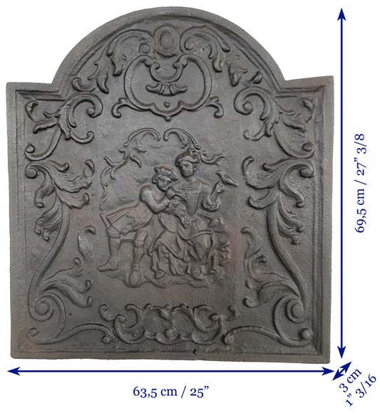 Louis XV style fireback decorated with a gallant scene-7