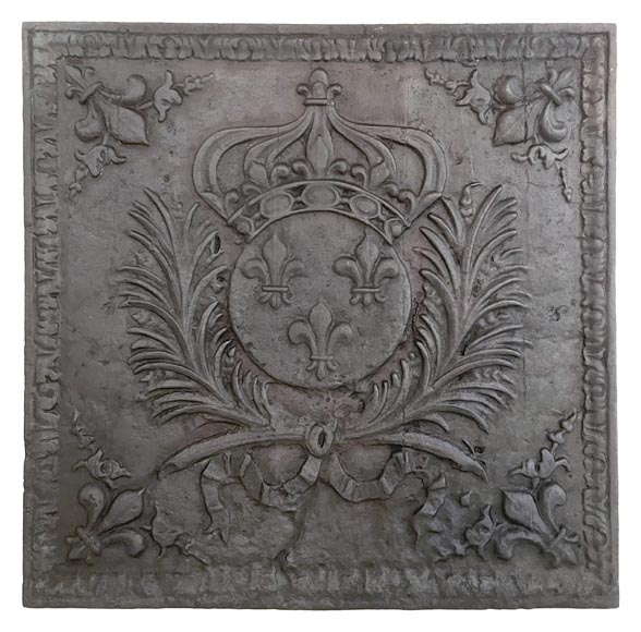 Cast iron fireback with the France coat of arms-0