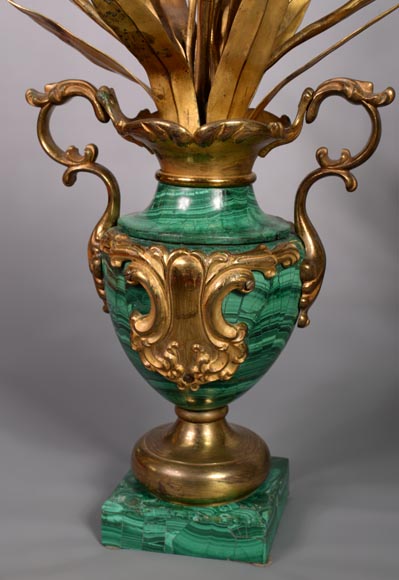 Pair of vases in malachite and gilt bronze, Russia, late 19th century-4