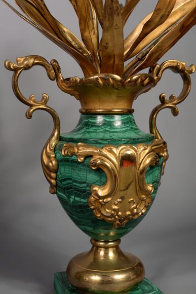 Pair of vases in malachite and gilt bronze, Russia, late 19th century-5