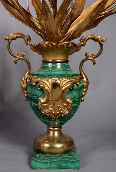 Pair of vases in malachite and gilt bronze, Russia, late 19th century-6