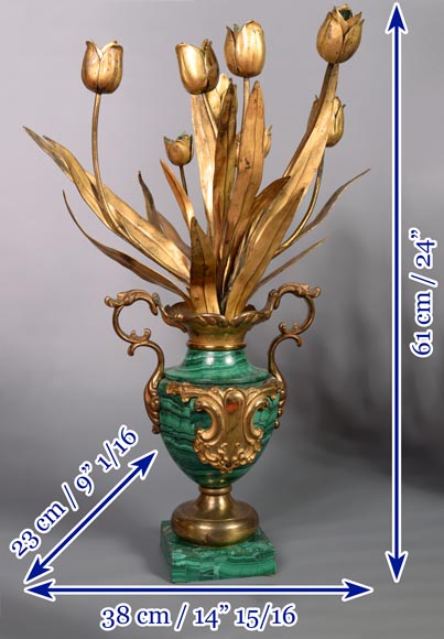 Pair of vases in malachite and gilt bronze, Russia, late 19th century-9
