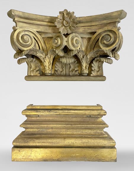 Gaston de PONTALBA - Series of eight composite capitals and bases for pilasters in gilt bronze  1853-0