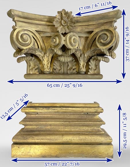 Gaston de PONTALBA - Series of eight composite capitals and bases for pilasters in gilt bronze  1853-16