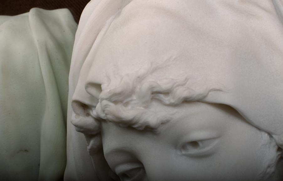 Albert-Ernest CARRIER-BELLEUSE (1824 - 1887) « Allegory of Winter » bust in Carrara marble-5