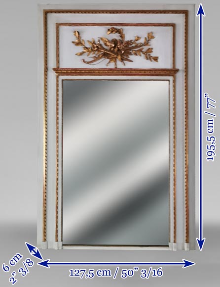 Louis XVI style trumeau with an allegory of Love in sculpted and gilt wood-8
