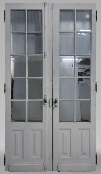 Series of three double wood doors with glasses-1