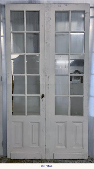 Series of three double wood doors with glasses-4