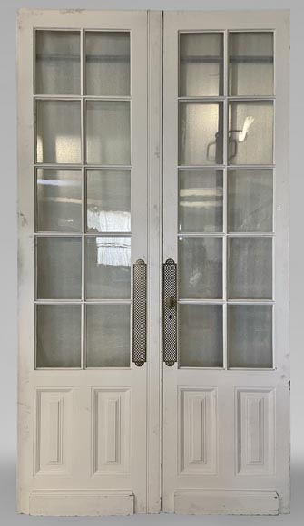 Series of three double wood doors with glasses-6