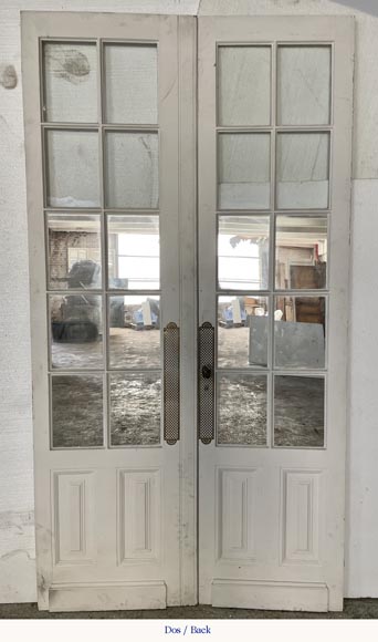 Series of three double wood doors with glasses-12