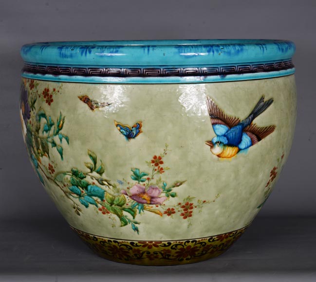 Théodore DECK (1823-1891), Glazed ceramic planter with a Japanese decoration, 1880-1890-2