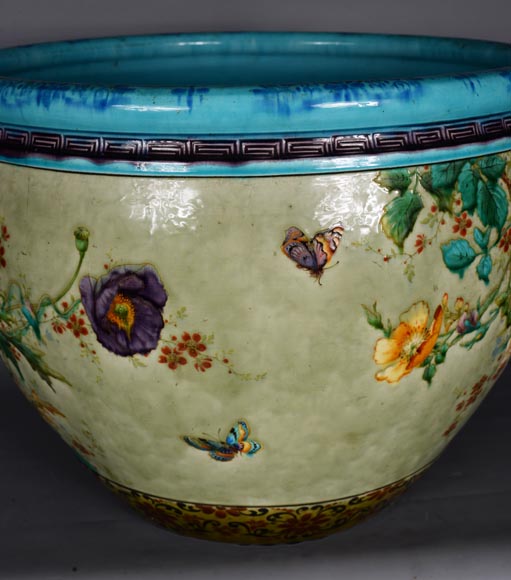 Théodore DECK (1823-1891), Glazed ceramic planter with a Japanese decoration, 1880-1890-6