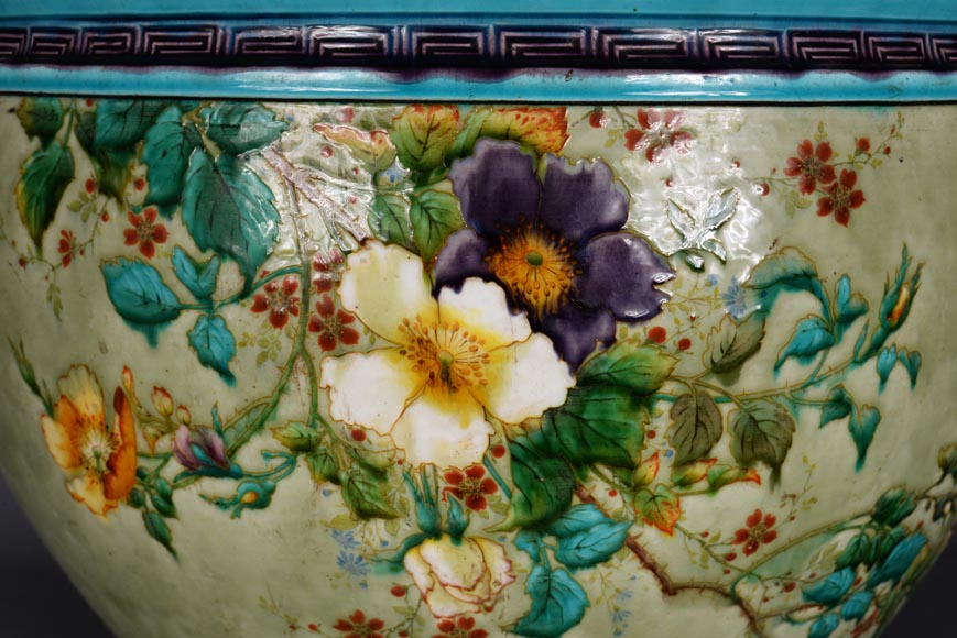 Théodore DECK (1823-1891), Glazed ceramic planter with a Japanese decoration, 1880-1890-7
