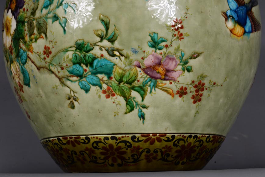 Théodore DECK (1823-1891), Glazed ceramic planter with a Japanese decoration, 1880-1890-10