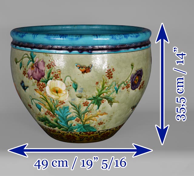 Théodore DECK (1823-1891), Glazed ceramic planter with a Japanese decoration, 1880-1890-20