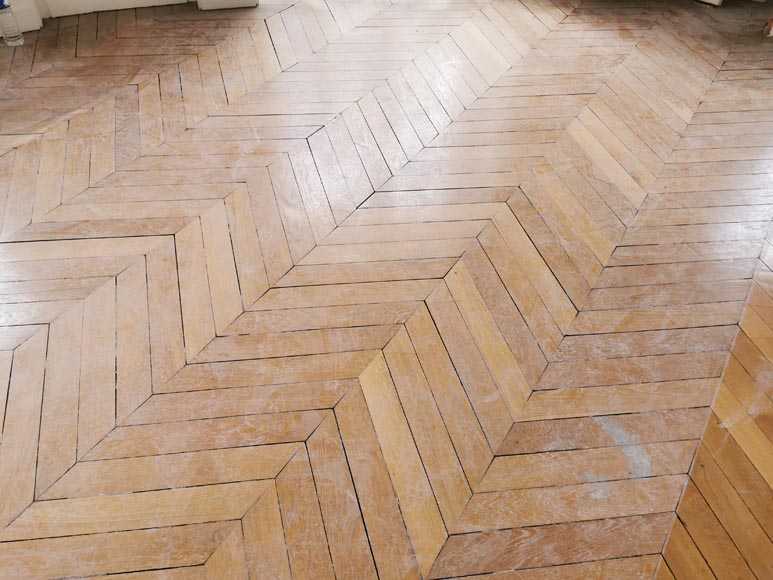 Lot of 17 m² of antique Point de Hongrie oak parquet flooring-1