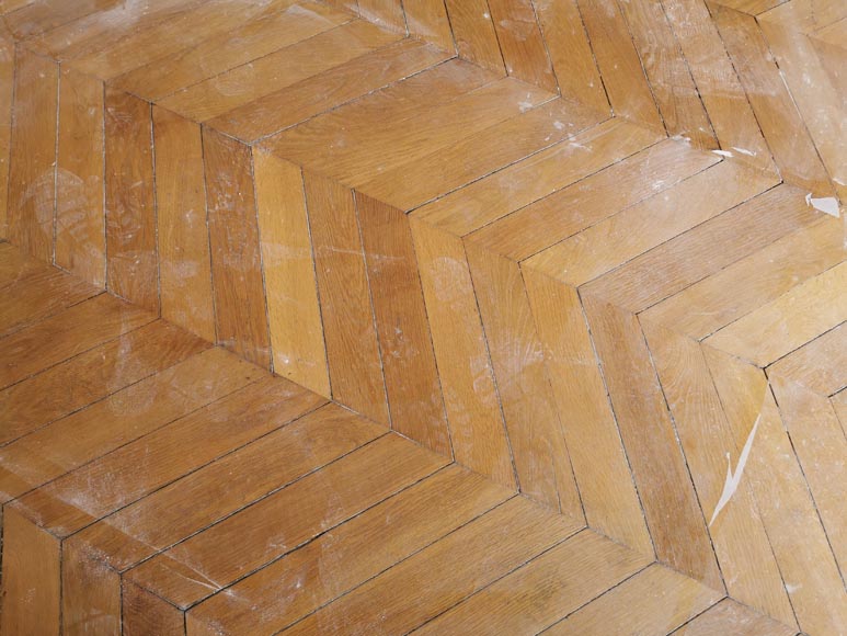 Lot of 16,5 m² of antique Point de Hongrie oak parquet flooring-1