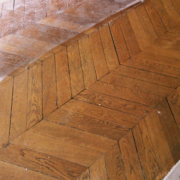 Batch of 15 m² of antique Point de Hongrie oak parquet flooring-0
