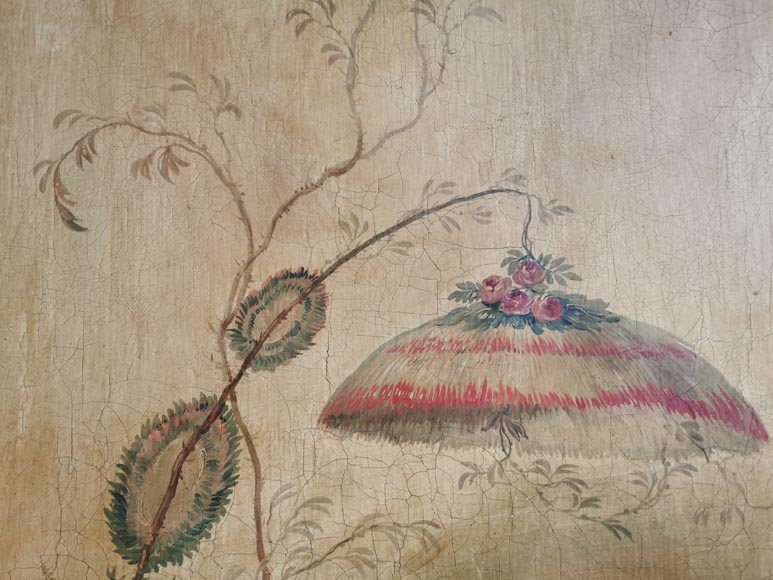 Series of three curved and painted panels with Chinoiseries decoration-3
