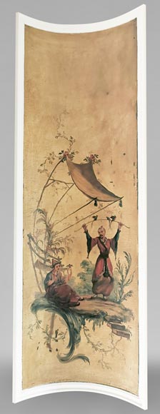 Series of three curved and painted panels with Chinoiseries decoration-13