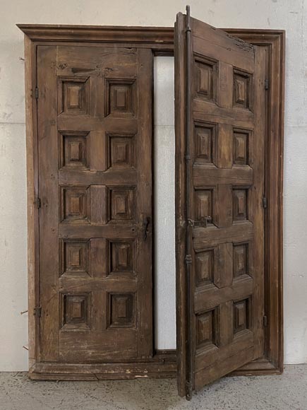 Double oak door with iron work-1