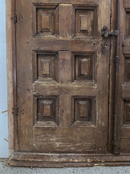Double oak door with iron work-3